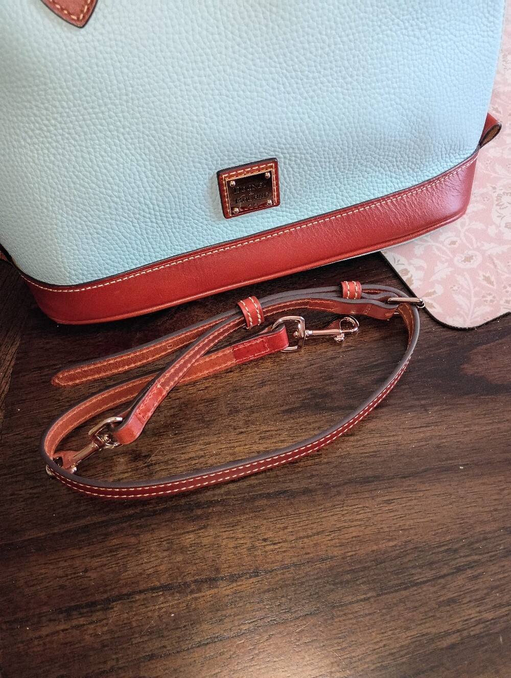 Dooney Zip Zip Pale Blue Pebble Leather Domed Satchel - Picture 10 of 15